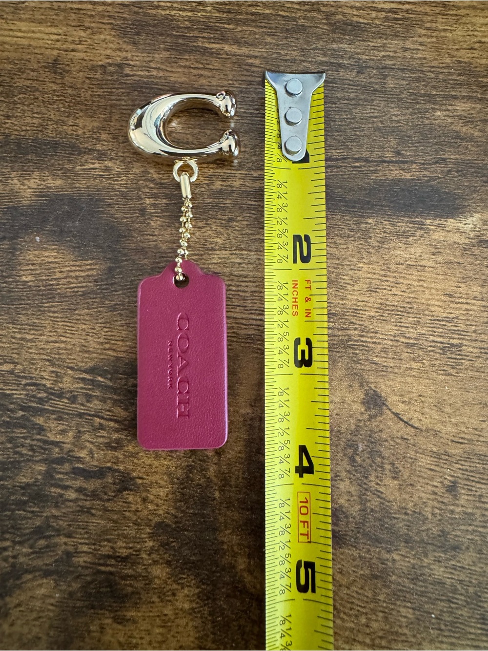 Coach Burgundy Leather Hangtag Bag Charm Keychain - Picture 2 of 2